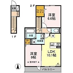エスペランサ 2階2LDKの間取り