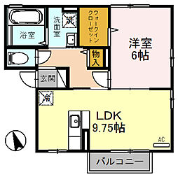 ラ・フォンティーヌ 1LDKの間取図画像