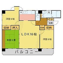 ハウス米ケ袋三丁目 3階3LDKの間取り