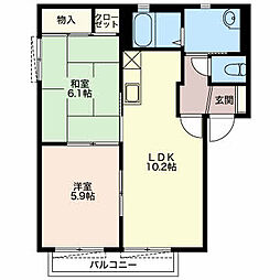 シャトーバリュージュ　Ａ 2階2LDKの間取り