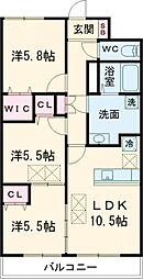 ルネスグラードII 2階3LDKの間取り