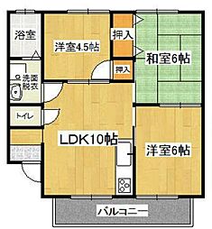 ＨＳハイツ天神木 2階3LDKの間取り