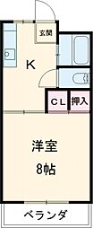 阿部ハイツNo.1 1DKの間取図画像
