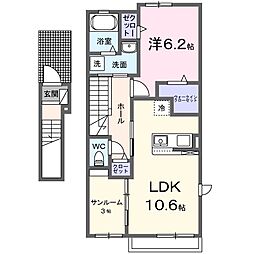 SHINYASHIKI:AP2 1LDKの間取図画像