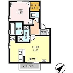 グランモア窪 1LDKの間取図画像