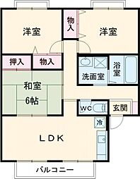 コーポヴェルディ 1階3LDKの間取り