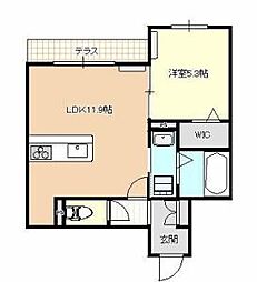 ソアヴィータ新山口 1LDKの間取図画像