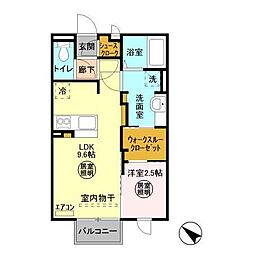グランマーレ　A 2階1LDKの間取り