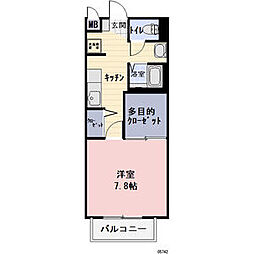ルティエール 1Kの間取図画像
