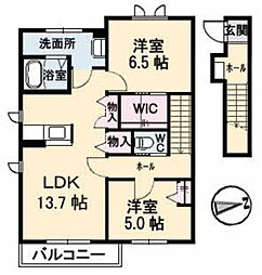 レジデンスときわ橋B 2LDKの間取図画像