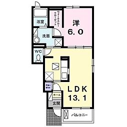 フレンドリー優II 1階1LDKの間取り