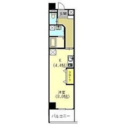 京阪交野線 交野市駅 徒歩2分の賃貸マンション 6階1Kの間取り