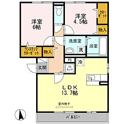 スウィート松本 2LDKの間取図画像