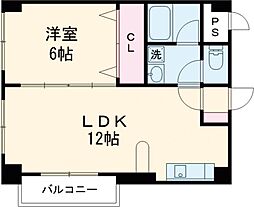 熊本市電B系統 蔚山町駅 徒歩3分の賃貸マンション 5階1LDKの間取り