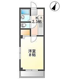 ヒルズパレスビル 1Kの間取図画像