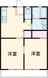 ディアコート松 2階2DKの間取り