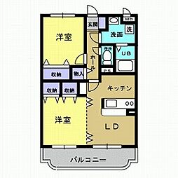 Y&Mロイヤルヒルズ 2LDKの間取図画像