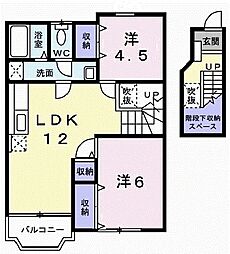 アニュー・ドラセナ 2階2LDKの間取り