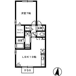 ラ・リヴィエール 1LDKの間取図画像