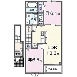 ベルシオン東山崎町C 2LDKの間取図画像