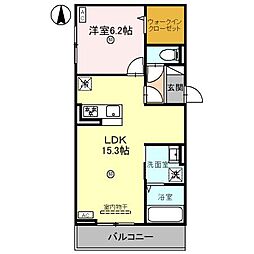 エコメゾンぴかり 1LDKの間取図画像