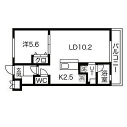 しまかげビル 3階1LDKの間取り