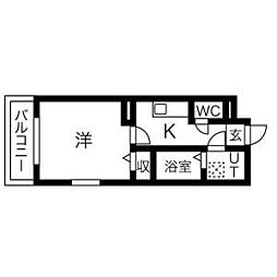 CINZA東仙台 1Kの間取図画像