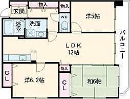 ラシャンス広畑 3LDKの間取図画像