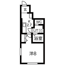 キングダム 1階1Kの間取り