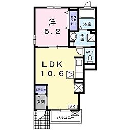セレノブリーゼD 1LDKの間取図画像