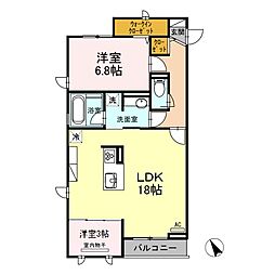 D-Residence御船町 3階2LDKの間取り