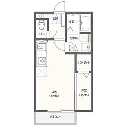 フォレストグレイス小田原Ｓ 1階1LDKの間取り