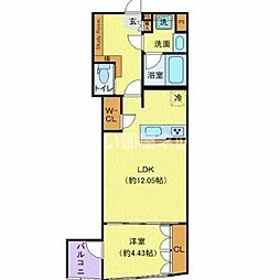 オープンブルーム渋谷本町 4階1LDKの間取り