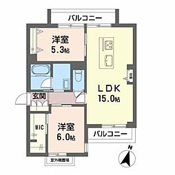 シャーメゾン若宮 2LDKの間取図画像