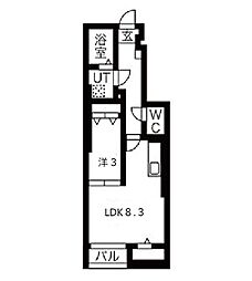 luneIIB棟 1階1LDKの間取り