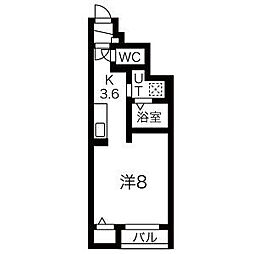 モカハウス 1Kの間取図画像