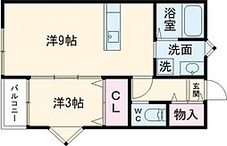 熊本電気鉄道 三ツ石駅 徒歩5分の賃貸アパート 1階1LDKの間取り