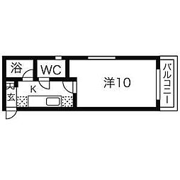 パレット 2階1Kの間取り