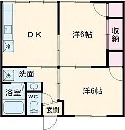 プランドール 2DKの間取図画像