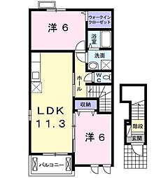 スウィート2 2LDKの間取図画像