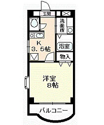 T・Rトリビュート 1Kの間取図画像