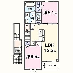 土浦市高岡アパート 2LDKの間取図画像