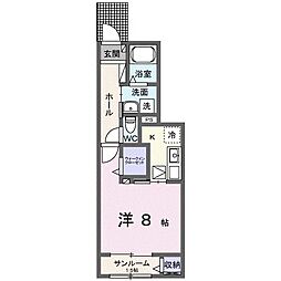 メゾフォルテ松島 1階1Kの間取り