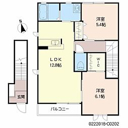 サンク・ブランシェ　Ｃ棟 2階2LDKの間取り