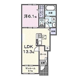 メゾン　フローラ 1階1LDKの間取り
