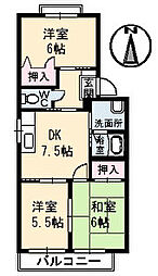 アンセスグランヒルズ　Ｅ棟 2階3DKの間取り