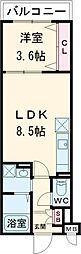 アリビオ泉佐野 1LDKの間取図画像