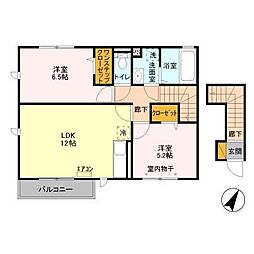 ソシア　B 2階2LDKの間取り