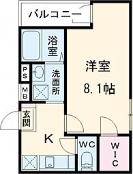 フジパレス門真大倉町ノース 2階1Kの間取り