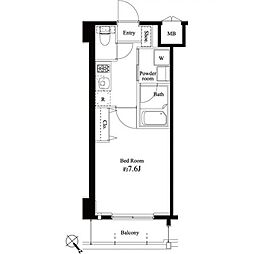 ハーモニーレジデンス門前仲町 3階1Kの間取り